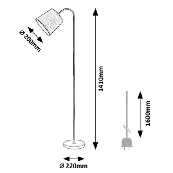 Abażurowa lampa podłogowa Godric 6640 stojąca z regulacją czarna