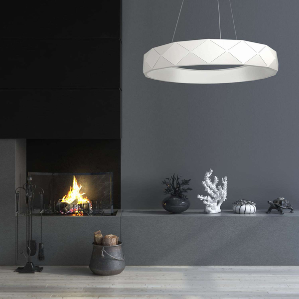Geometryczna LAMPA wisząca REUS LP-8069/1P LED WH Light Prestige okrągła OPRAWA metalowa LED 36W 4000K pierścień ring zwis biały