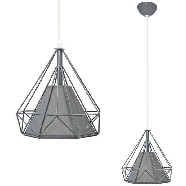 Druciana LAMPA wisząca Piramida 8801/1 ZWIS - 08 Elem metalowa OPRAWA loftowy ZWIS piramida szara biała