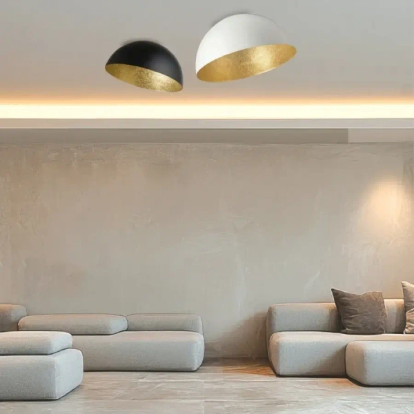 Minimalistyczny plafon sufitowy 23257 misa półokrągły złoty czarny