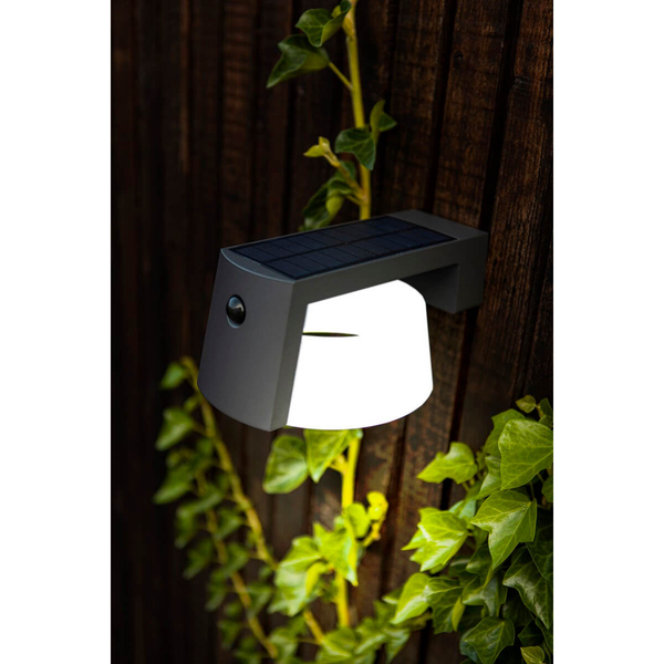 Solarny kinkiet z czujnikiem MOON 6906001118 LED 9,5W 4000K IP44 szary