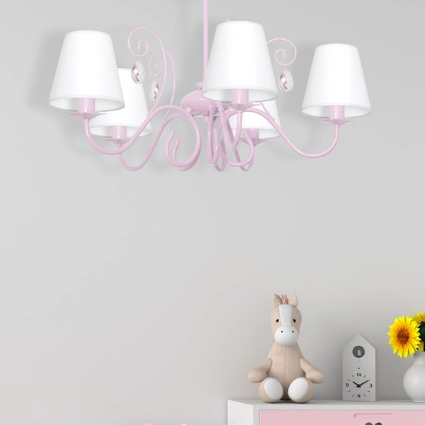 LAMPA sufitowa SARA MLP1052 Milagro dziecięca OPRAWA abażurowa crystal jasnoróżowa