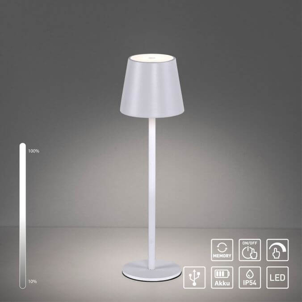 Metalowa lampka stołowa Euria 19250-16 LED 3W 3000K IP54 biała