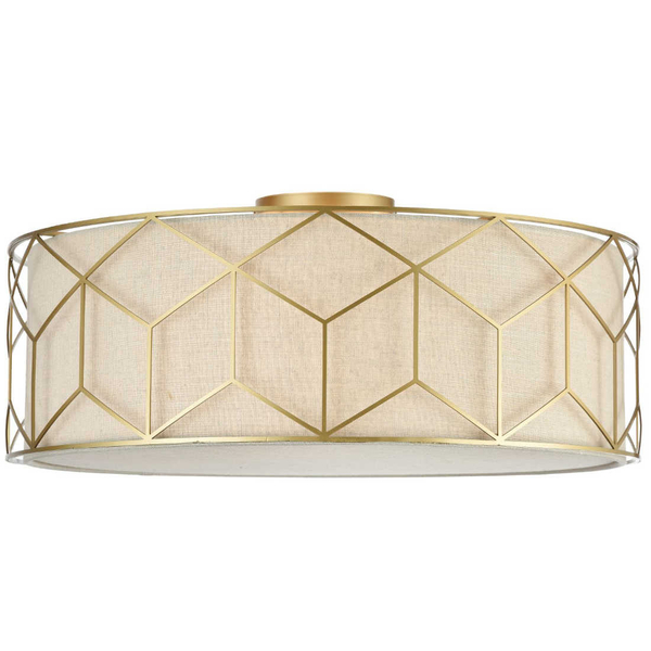 Plafoniera LAMPA sufitowa MESSINA H223-PL-05-G Maytoni okrągła OPRAWA abażurowy plafon złoty beżowy