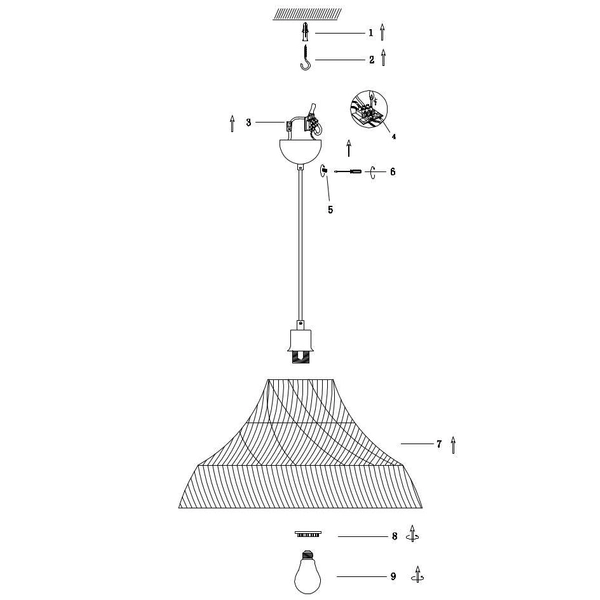 Ekologiczna LAMPA wisząca BALI 107984 Markslojd ratanowa OPRAWA zwis naturalny