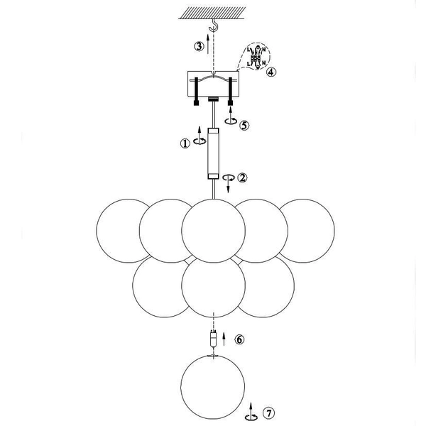 Sufitowa LAMPA modernistyczna MERLOT 107913 Markslojd plafon OPRAWA szklane kule balls czarne białe