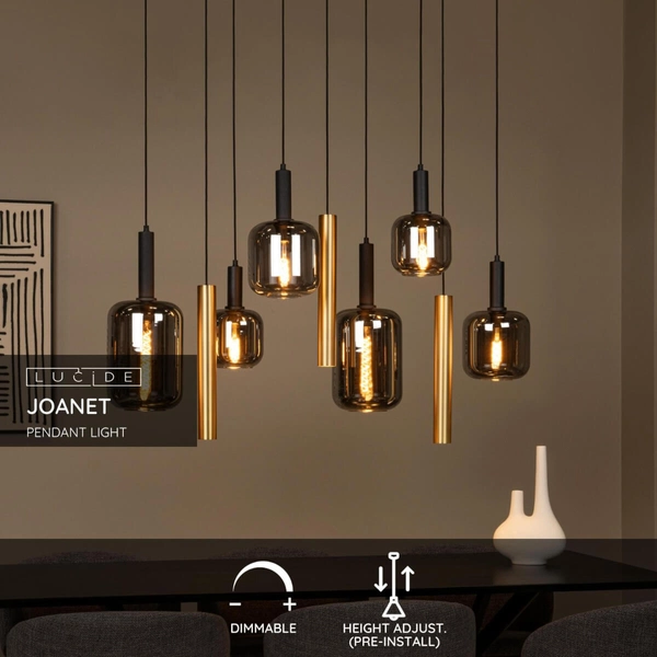 Loftowa lampa wisząca molekułowa JOANET 45494/19/96 szklana czarna złota