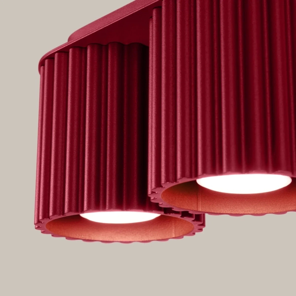 Podwójna lampa sufitowa AURA SL.1820 ryflowana burgundowa 2xGU10
