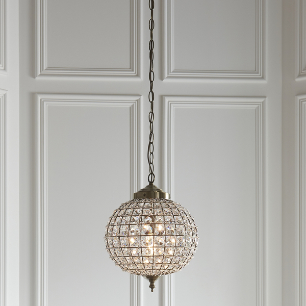 Wisząca lampa glamour Tanaro EH-TANARO-AB Endon kryształowa mosiądz