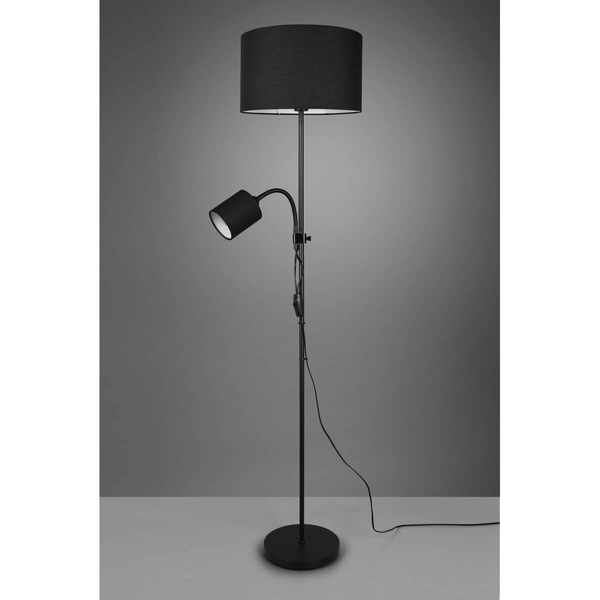 Stojąca lampa abażurowa OWEN R40192002 tkaninowa z wtyczką czarna