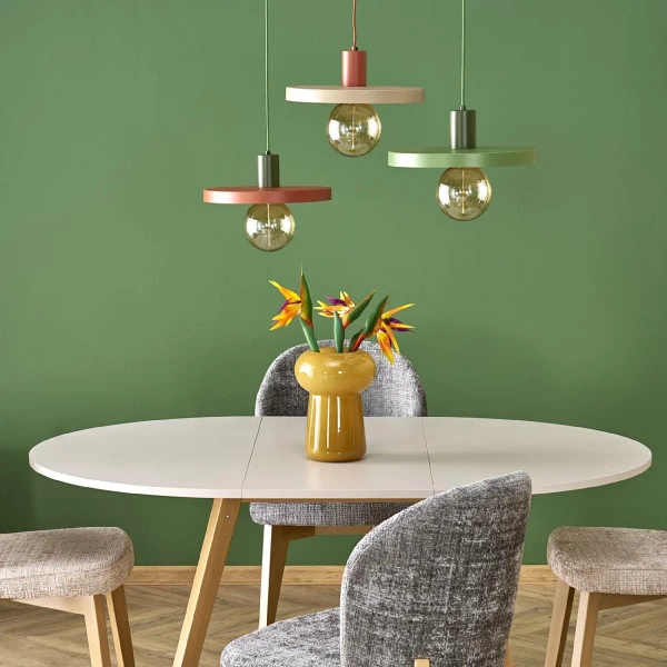 Wisząca lampa do jadalni Sila 10761 dysk zwis zielony