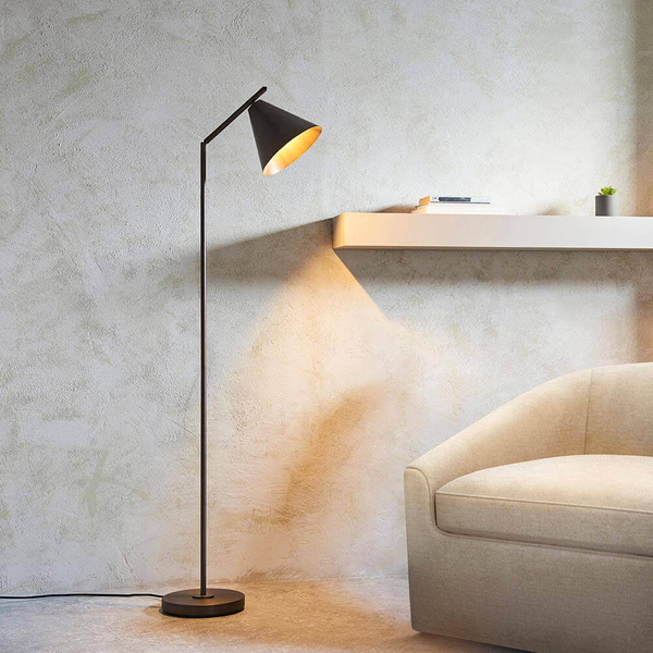 Podłogowa lampa z regulacją 102895 Endon stożek do salonu brąz antyczny