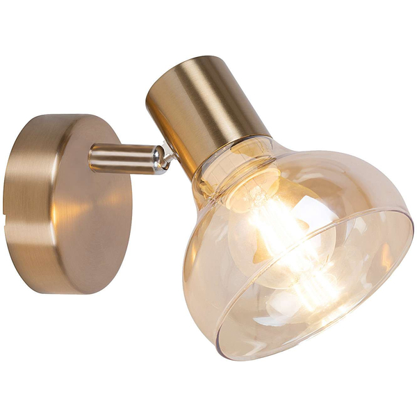 Kinkiet LAMPA ścienna HOLLY 5546 Rabalux metalowa OPRAWA szklany reflektorek antyczne złoto bursztynowy