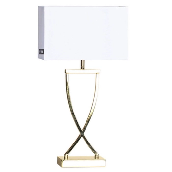 Stojąca lampa sypialniana Omega na szafkę nocną biała złota