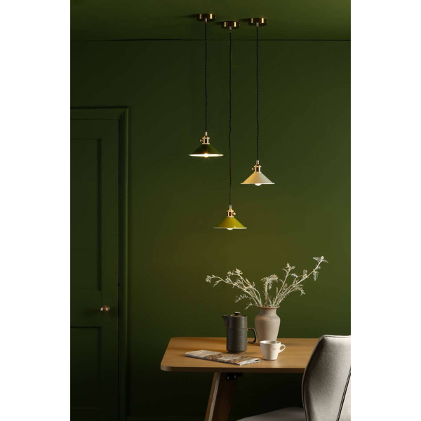 Materiałowa lampa wisząca Hadano HAD0140-06 Dar Lighting szara mosiądz