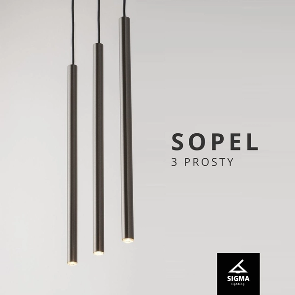 Lampa wisząca Sopel 3-płomienna tuby na listwie srebrne
