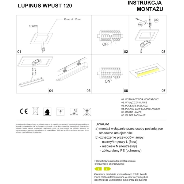 Podsufitowa lampa liniowa Lupinus 2120011202-1 Elkim LED 16W 4000K biała