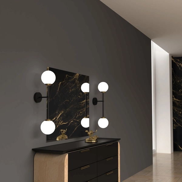 Loftowa lampa ścienna Pop szklane kule kinkiet biały czarny