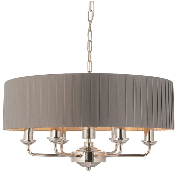 Lampa zwis Highclere 94397 Endon z plisowanym abażurem szara nikiel