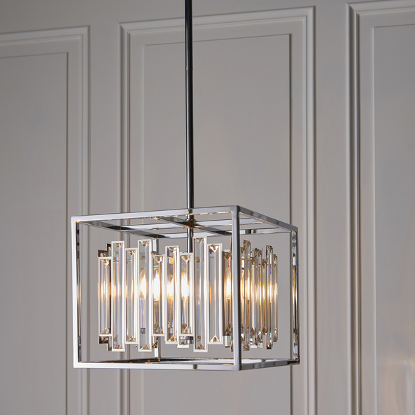 Lampa wisząca glamour Acadia 81930 Endon kryształowa crystal kwadratowa chrom
