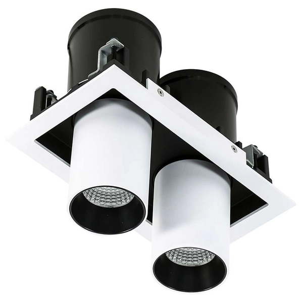 Regulowana LAMPA sufitowa MERCANTA GL7117-2/12W 4000K WH+BL Italux metalowa OPRAWA LED 24W wpust tuby białe