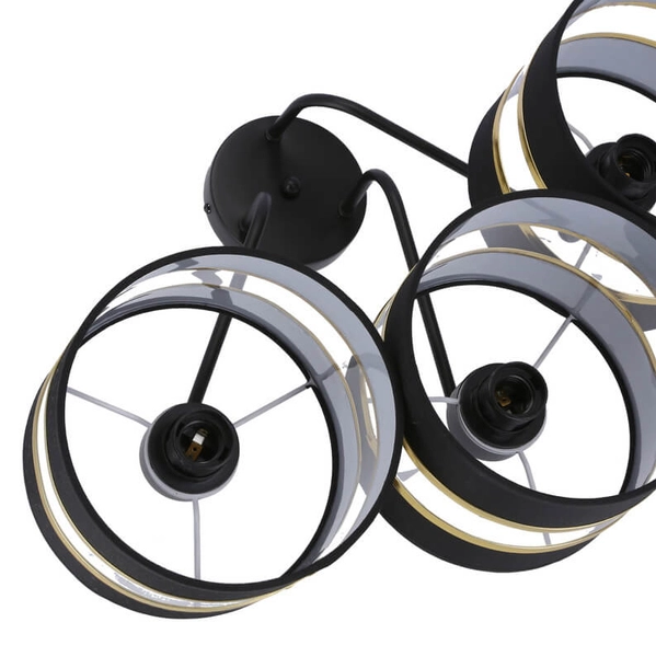 3-punktowa lampa sufitowa Andy abażurowa czarna złota