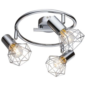 Industrialna LAMPA sufitowa XARA I 54802-3 Globo metalowa OPRAWA druciany plafon reflektorki spirala chrom