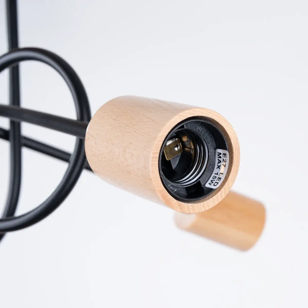 Skandynawska lampa sufitowa EMBER SL.1477 drewniana czarna