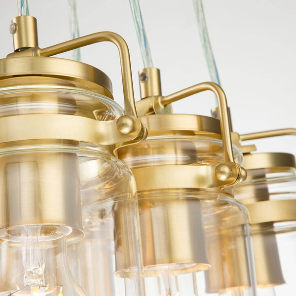 Wielopunktowa lampa zwis Brinley KL-BRINLEY6-BB Kichler przezroczysta mosiądz