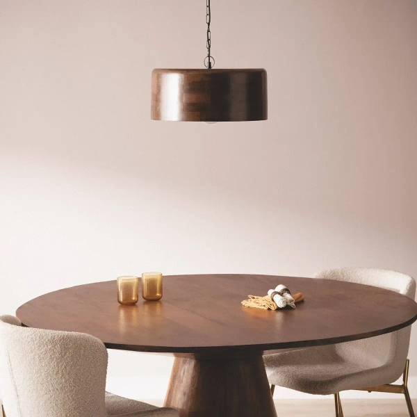 Wiszący lampa z drewno mango Niche ABR-LWD-NICH na łańcuchu brązowa