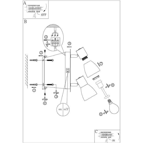 Lampa sufitowa Claude 54307-2W z regulacją drewno przydymiona