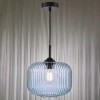 Szklana wisząca lampa Demarius DEM0123 do przedpokoju niebieska czarna