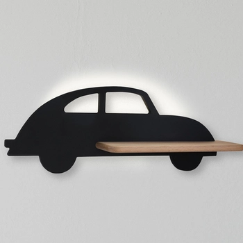 Drewniana lampa ścienna Kids Car 21-85078 LED 5W 4000K półka czarny drewno