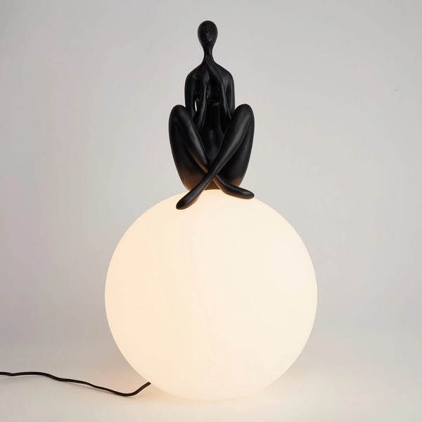 Lampka stołowa do sypialni WOMEN ST-6020-C black Step kulista biała czarna