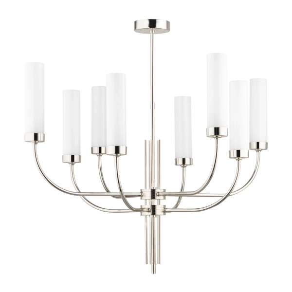 Żyrandol do salonu Mussa MUS-ZW-8 (N) podłużne tuby białe nikiel