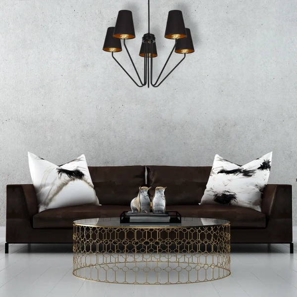 Abażurowa lampa wisząca VICTORIA BLACK MLP4913 tkaninowa czarna