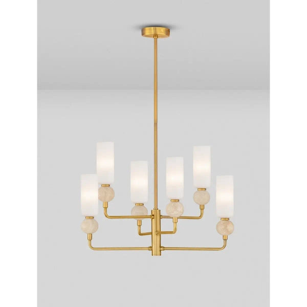 Żyrandol glamour do sypialni CORVIZO LE45276 szklany biały złoty