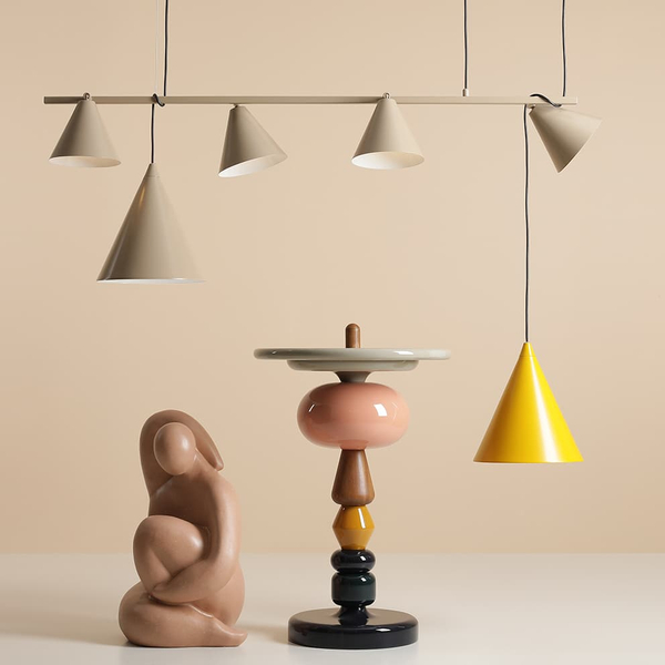 Lampa podwieszana nad stół Form 1108L17 Aldex stożki metalowe beżowe