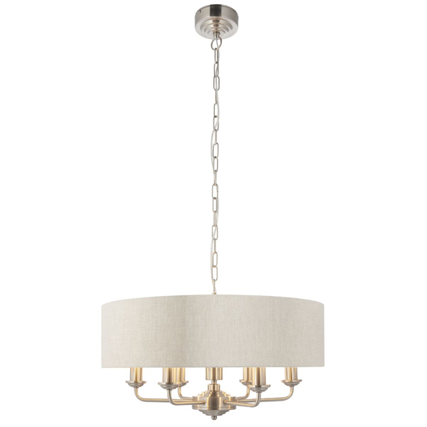 Wisząca lampa do salonu Highclere 94357 Endon na łańcuchu beż chrom