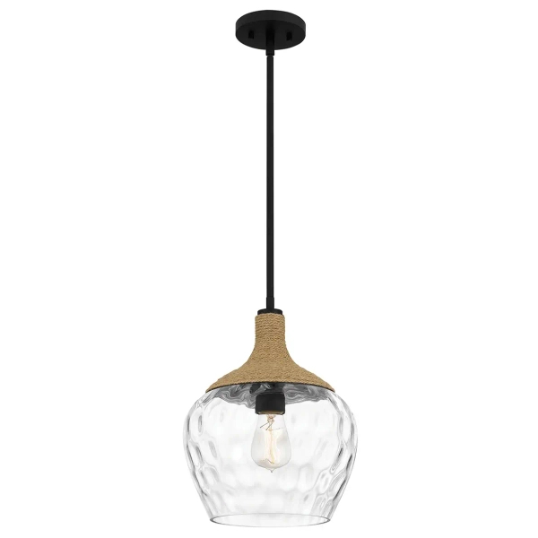 Ekologiczna lampa wisząca Royer QZ-ROYER-1P-MBK szklana rattan czarny