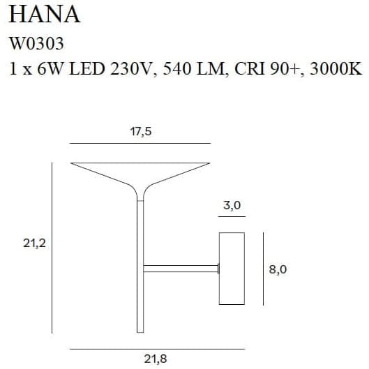 Designerski kinkiet do przedpokoju HANA W0303 Maxlight LED 6W 3000K czarny