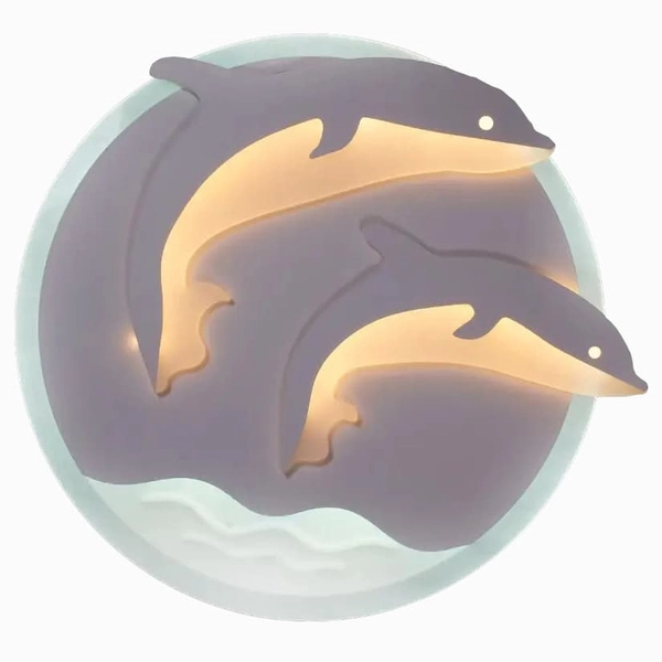 LAMPA sufitowa VEN P-666/1 dekoracyjna OPRAWA plafon LED 74W delfiny biały