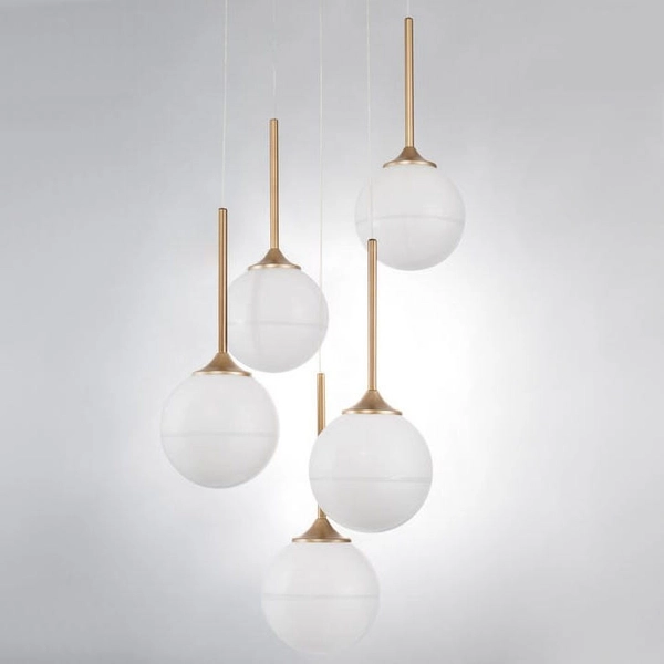 Loftowa LAMPA wisząca PEREZ LE41752 Luces Exclusivas szklana OPRAWA kaskada ZWIS modernistyczny biały złoty