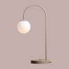 Metalowa lampa stołowa Una 1116B17 Aldex kulista szkło beżowa
