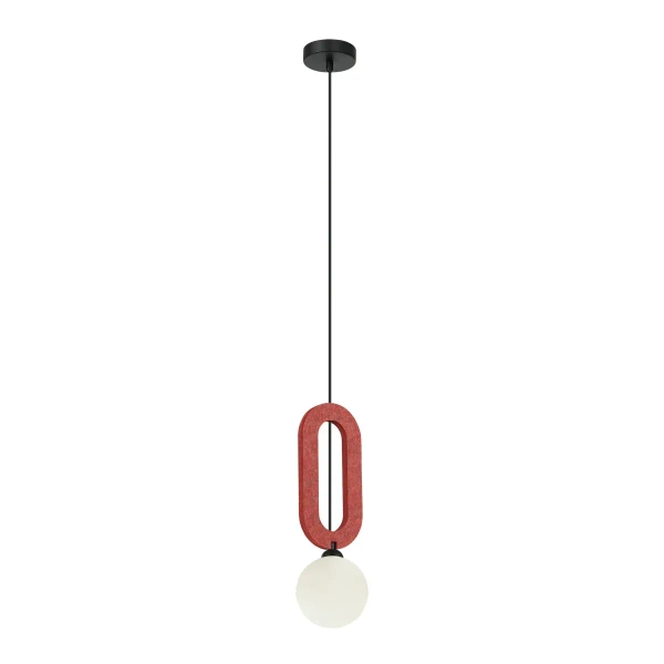Lampa wisząca filcowa Masso PND-59839-1-RED nad stół kula biała czerwona