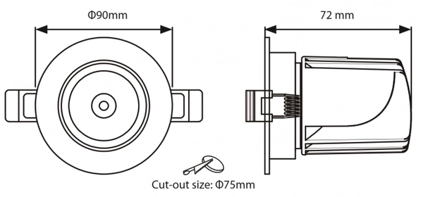 Sufitowa lampa podtynkowa DLR7WW LED 7W 3000K oczko białe