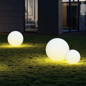 Zewnętrzna lampa do ogrodu kula okrągła biała Erda OUTLET