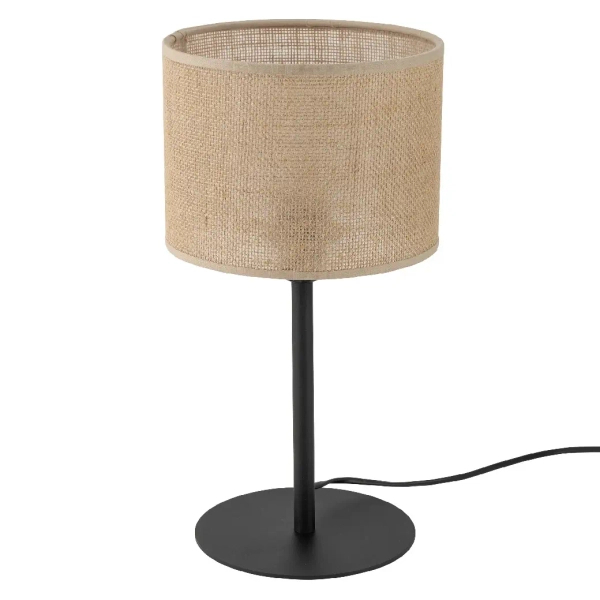Stołowa lampa do salonu Juta 5552 tuba naturalna juta czarny
