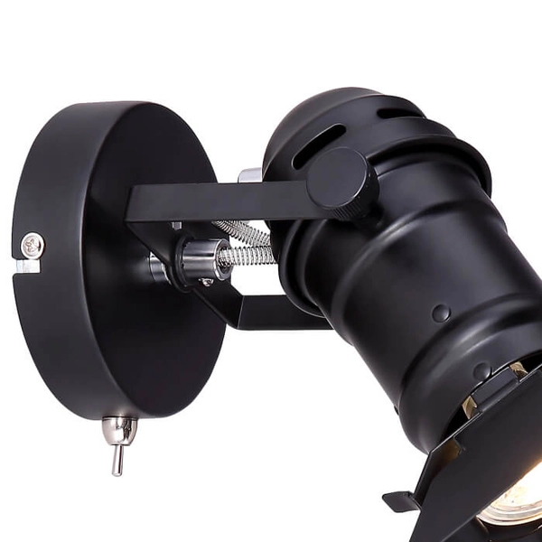 Industrialny kinkiet ścienny Egon 54650-1B reflektor filmowy czarny