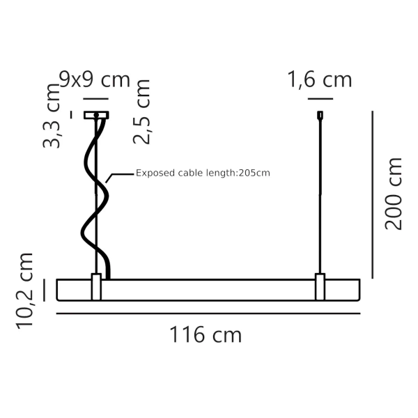 Wisząca lampa belka LILT 2010603003 LED 28W 2700K ściemnialna czarna